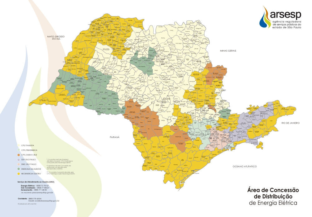Mapa da Área de Concessão do setor de Energia Elétrica